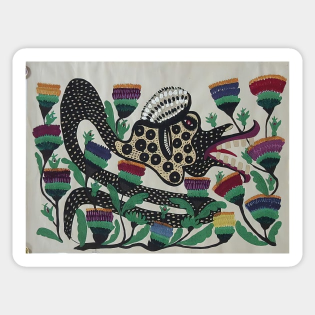 serpent 1959 - Maria Primachenko Sticker by Kollagio